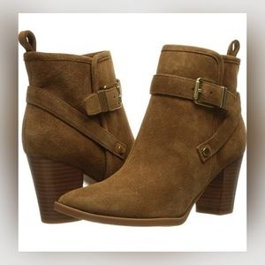 Franco Sarto Suede Delancey Ankle Bootie Congac Size 9